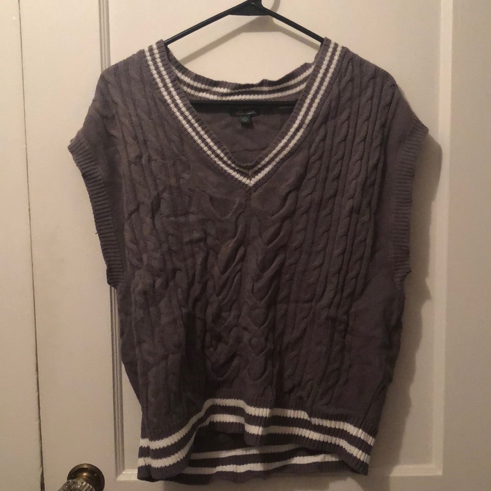 Grey and white sweater vest